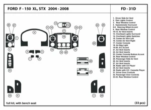 Kit de ajuste de tablero de fibra de carbono para Ford F-150 2004-2008 con asiento de banco interior - Imagen 1 de 1