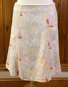 ATMOSPHERE Ladies White Red Green Lined Linen Blend A-line Floral Skirt Size 12 - Picture 1 of 10