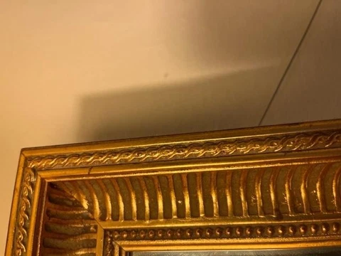 LABARGE  1980s Beveled Wall Mirror With Gilt Wood Frame Cover