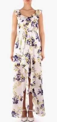 Vestido maxi Guess branco, roxo e amarelo estampa floral novo com etiquetas. Tamanho grande. Verão. PP - Imagem 1 de 4