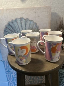 Vintage Sango The Larry Laslo Collection Visage Coffee Mug Tea Cup 1986 Set/7 E2 - Picture 1 of 21