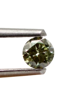 0.13 Ct Natural Fancy Green Diamond Round Cut 3.2 mm Certified Loose Gemstone - Picture 1 of 15