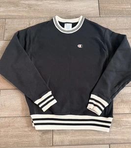 Sudadera De Colección Champion Adulto M Negra Tejido Inverso Timbre Cuello Redondo Pullover - Imagen 1 de 5
