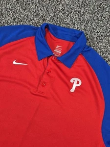 Philadelphia Phillies MLB Nike Dri Fit Authentic Performance Polo Red Size Large - Picture 1 of 10