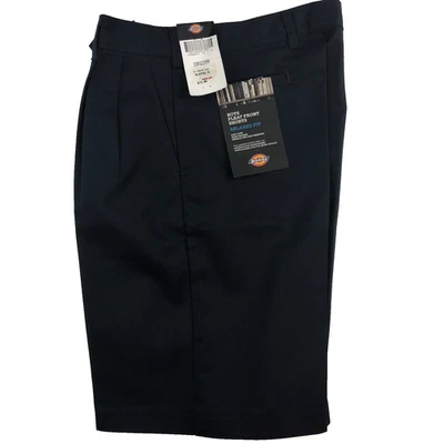 Pantalones Cortos Uniforme Dickies Niños Azul Marino Plisado Frontal Calce Relajado, Talla 20R/29W Foto 1 de 4