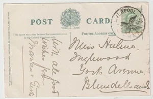 1906 LANCS LIVERPOOL XMAS CROSS CANCEL CHRISTMAS GREETINGS PPC TO BLUNDELLSANDS - Picture 1 of 3