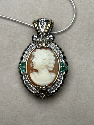 "Collar de 20"" Michael Valitutti Gemas En Vogue Camafeo Colgante Oro 925 Vermeil De Colección" Foto 1 de 4