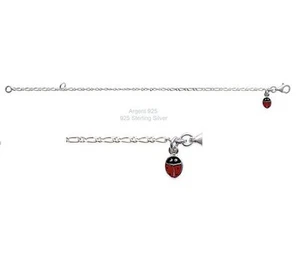 Bracelet Enfant Coccinelle 14 ou 16 cm Argent Massif 925 Rhodié Dolly-Bijoux - Picture 1 of 2