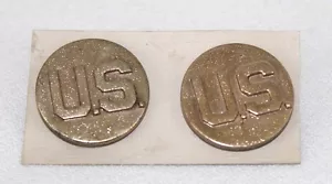 WWII U.S. letter collar Insignia solid brass cast w screwback nut pair R1389 - Picture 1 of 3