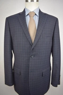 Pronto Uomo Platinum Blue/Brown Check 100% Wool Two Button Sport Coat Size: 40R - Image 1 of 4