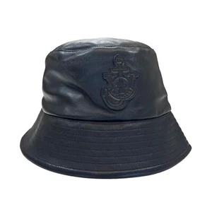 MONCLER X JW ANDERSON Leather Classic Ladies Black Bucket Hat M NEW RRP 410