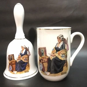 Vintage, Norman Rockwell, Bell & Cup “Memories “ w/Gold Gilding, VGC - Picture 1 of 2