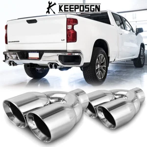 Puntas de escape cuádruples de acero inoxidable pulido de 2,5" a 3,5" para Chevrolet Silverado 1500 - Imagen 1 de 13