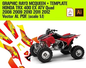 HONDA TRX 400 TEMPLATE GRAPHICS RAYO MC 2008 - 2012 Vector AI. PDF. scale 1:1 - Picture 1 of 1