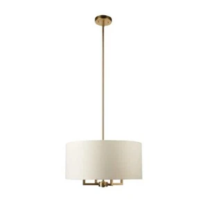 Globe Electric Pendant Lights 9.1" Cylinder Hardwired Dimmable LED Matte Brass - Picture 1 of 9
