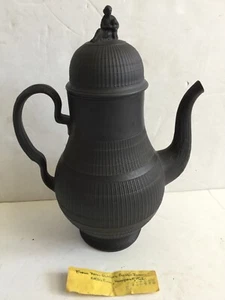 RARE 18c ENGLISH BLACK BASALT LARGE COFFEE POT MOTHER FINIAL NEALE WEDGEWOOD - Picture 1 of 12
