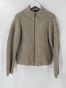 Chaqueta Woolrich Mujer Grande Beige Marrón Cremallera Completa Tejido Waffle Algodón Pesado - Imagen 1 de 11