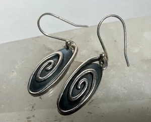 Orecchini dichiarazione argento sterling vortice modernista vintage  - Foto 1 di 7