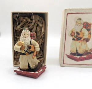 Dept 56 Babbo Natale nordico ornamento Babbo Natale vintage bianco scintillante con scatola IOB - Foto 1 di 10