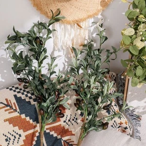Elegant Artificial Olive Fruit Branch 88CM Fake Olive Tree Outdoor Indoor - Picture 1 of 12