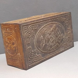 Caja de cigarros de madera y hojalata diseño victoriano vintage almacenamiento de baratijas - Imagen 1 de 19