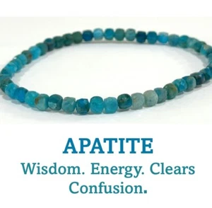 Bracciale Pietra Cristallo Taglio Cubo Apatite 4mm Bracciale Pietra Cristallo Libertà - Foto 1 di 4