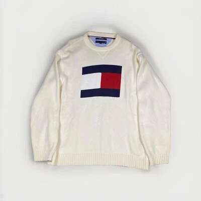 Vintage Tommy Hilfiger Knit Sweater Men’s XL Logo 100% Cotton - Image 1 of 4