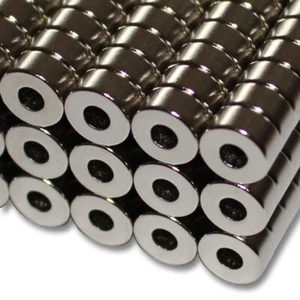 5 NEODYM POWER SUPER RING MAGNETE D10x5 mm 4 mm BOHRUNG LOCH N45 2,4 KG 10x4x5 - Bild 1 von 2