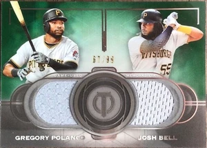 2019 Topps Tribute Gregory Polanco Josh Bell Dual Relics Jersey Green SP /99 - Picture 1 of 3