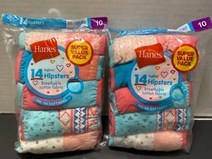 NEW Hanes Super Value 14 Pack Hipster Underwear~Girls's size 10~Cotton~Set of 2 - Picture 1 of 3