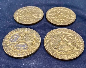 SET OF (4) BRONZE MEDAILLON 'SIT NOMEN DOMINI BENEDICTUM' 1709, MODERN REPLICA - Picture 1 of 3
