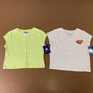 Lot of 2 Champion Girls Size Small Yellow White Short Sleeve Graphic Tees NWT - Picture 1 of 16