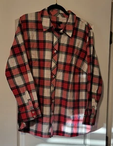 Talbots Button Up Shirt Plaid 2XL Red White Blue Long Sleeve Cotton - Picture 1 of 4