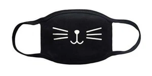 Cotton Washable Black Face Mask - Kitten Design - Picture 1 of 1