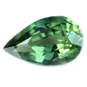 Certified Natural Green Sapphire 1.01ct SI Clarity Madagascar Pear 8.09x4.79 mm - Picture 1 of 3