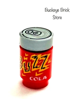 LEGO BUZZ COLA  RED Soda Pop Can Silver Mountain Dew Minifig Food - Image 1 of 3