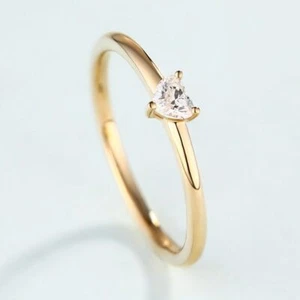 0.2ct Simulated Diamond Engagement Ring Minimalist Promise Yellow Gold Plated - Picture 1 of 3