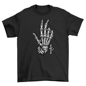 Gothic_98 T-shirt - Spooky-Chic Vibes! Funny Skeleton Hand Design on 100% Cotton - Picture 1 of 46