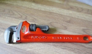 RIDGID 8" Heavy Duty Cast Iron Pipe Wrench Ridge Tool Co. Elyria Ohio USA EUC - Picture 1 of 8