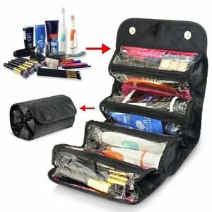 Roll Up Travel Toiletry Wash Bag Womens Mens Hanging Cosmetic Makeup Organizer