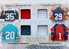 🔥#/12 Quad Relic LUONGO BULIN NABOKOV 2022-23 Leaf In the Game Used ITG GOALIES