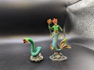 Well painted Merman noble with animal companion dnd fantasy miniature (large) - Bild 1 von 5