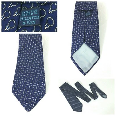 Corbata Hilditch y Llave Cuello Seda Geométrica Azul 56 x 3,5 pulgadas Foto 1 de 4