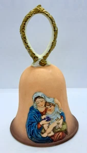 Vintage 1980 RR Roman Bisque Porcelain Bell with Madonna Mary Jesus Christmas - Picture 1 of 10