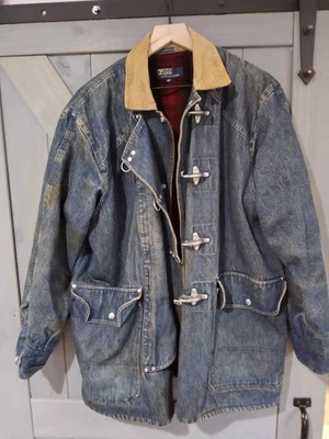 Ralph Lauren винтажный Polo страны пожарных переключения джинсовая куртка M искусственно состаренный - Изображение 1 из 4