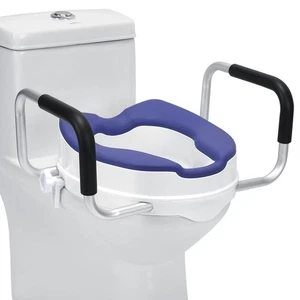 Toilet Seat Riser with Handles, 4'' Raised Toilet Seat for Seniors with TPR P... - Picture 1 of 9