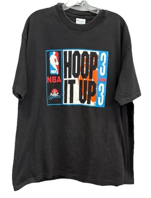 Vintage 1990’s Champion NBA Hoop It Up 3 On 3 Tee Sz. XL Black NBA On NBC 🏀 - Image 1 of 4