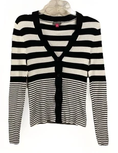Vince Camuto Long Sleeve Button Down V Neck Striped Sweater Women’s Small - Picture 1 of 10