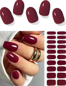 Halbgehärtete Gelnagelstreifen Burgundrot 20 Stück Gelnagel Wraps, Sticker, UV... - Bild 1 von 6