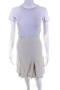 Michelle Moissac Womens Side Zip Short A-Line Skirt Beige Size 46 LL19LL - Picture 1 of 6